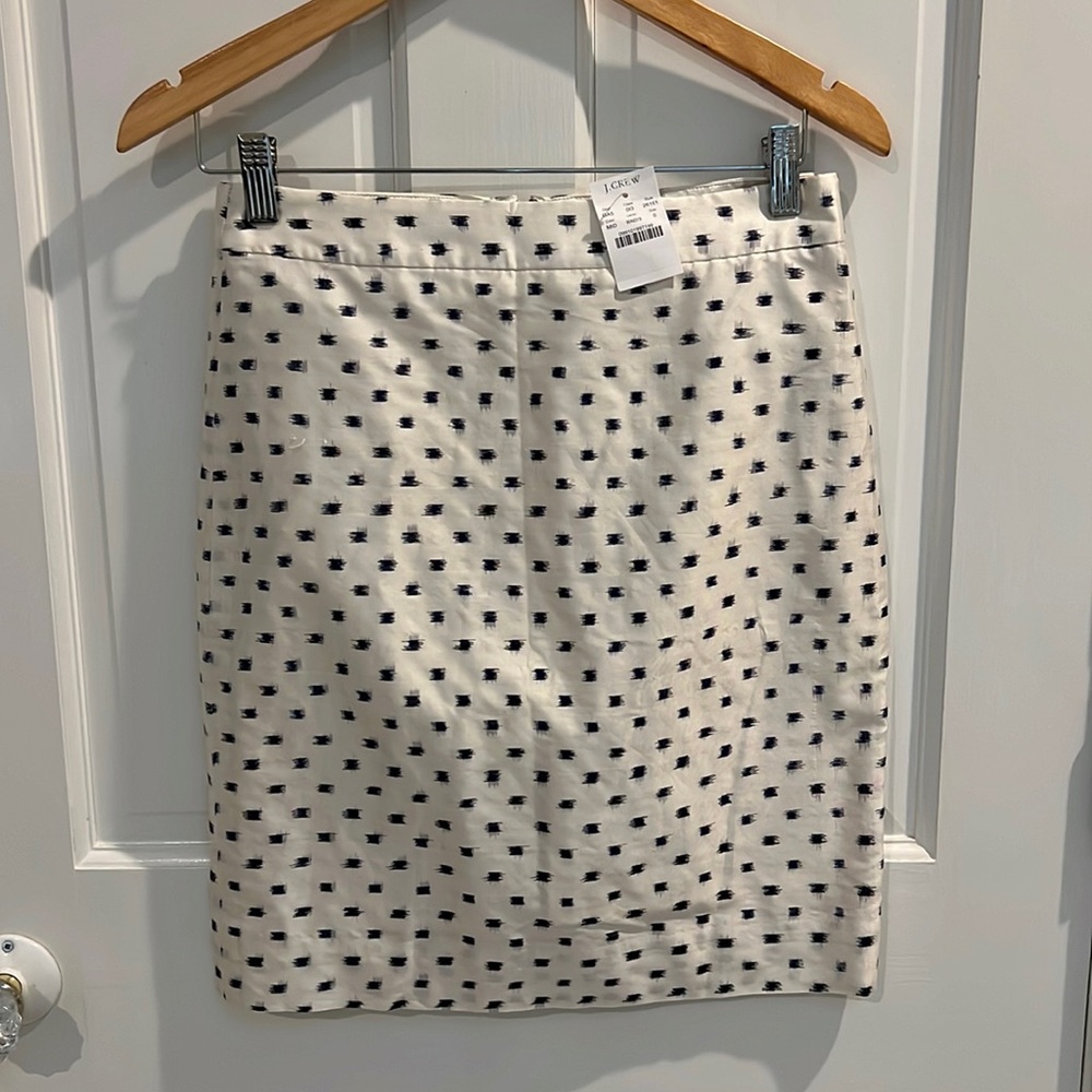 J. Crew Collection ivory silk navy pencil skirt size 0 NWT